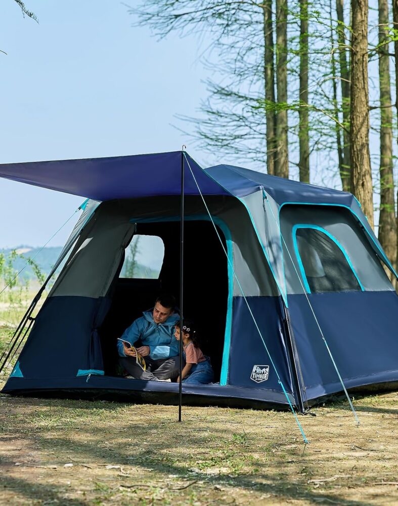 TIMBER RIDGE 6/10 Person Instant Cabin Tent, Easy 60 Second Setup | Cabin Tent for Family Camping with Rainfly, Water-Resistant for Outdoor Adventures